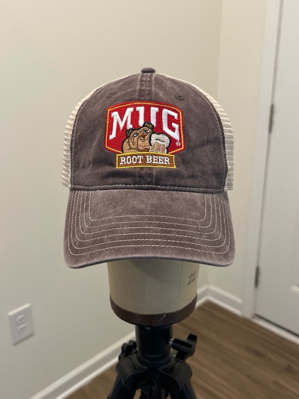 Vintage-Style Men's Brown and White Mesh Trucker Cap
